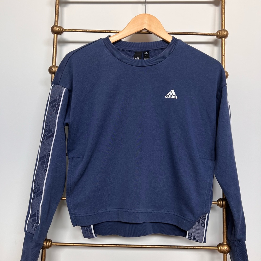 Adidas long sleeve blue crew neck sweatshirt